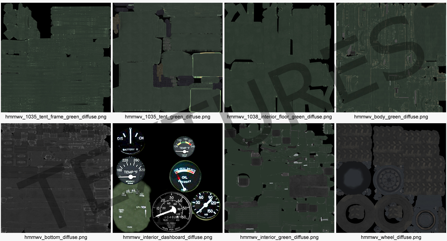 Soft Top Military Car HMMWV m1035 Green 3D model