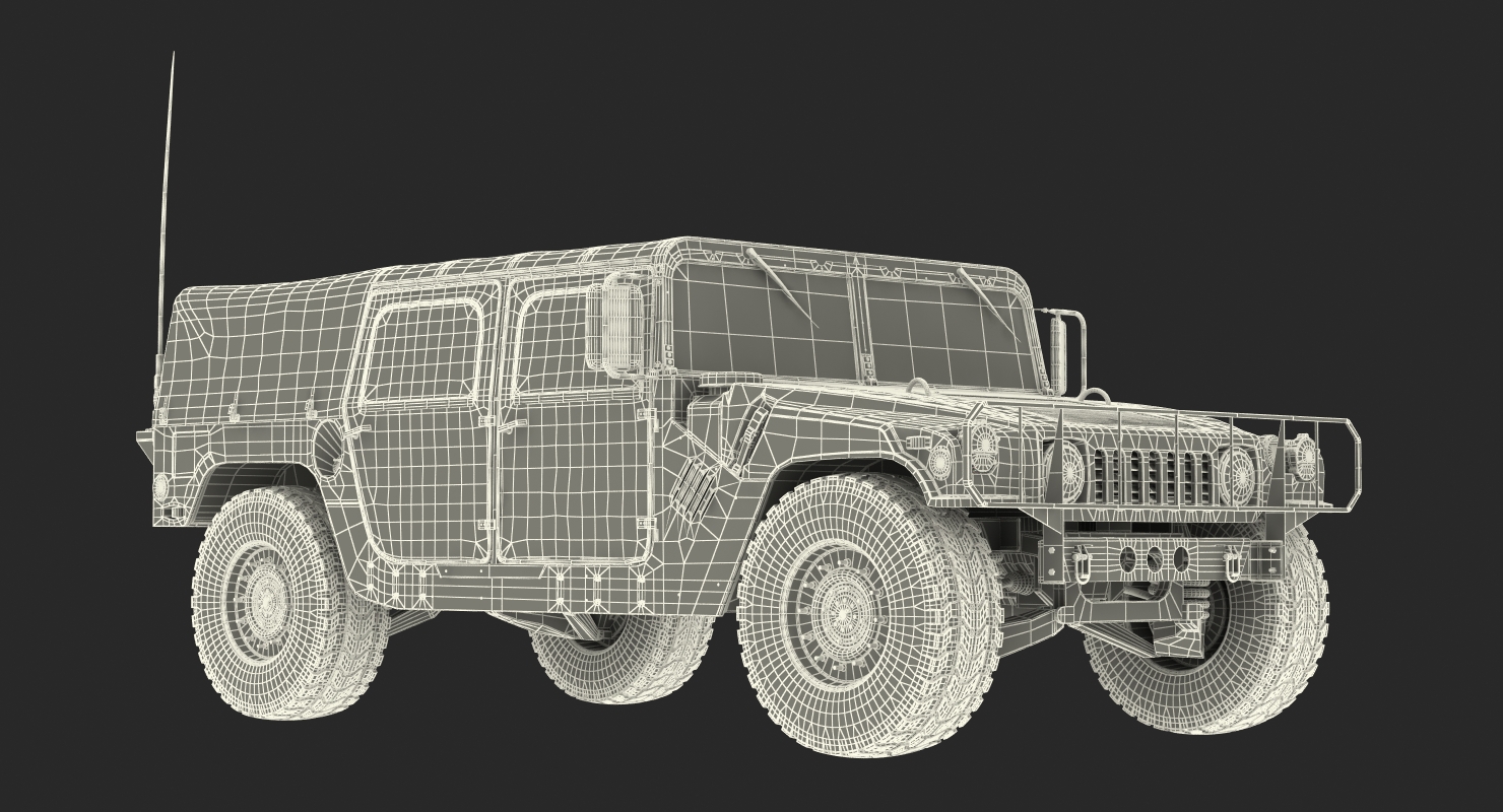 Soft Top Military Car HMMWV m1035 Green 3D model