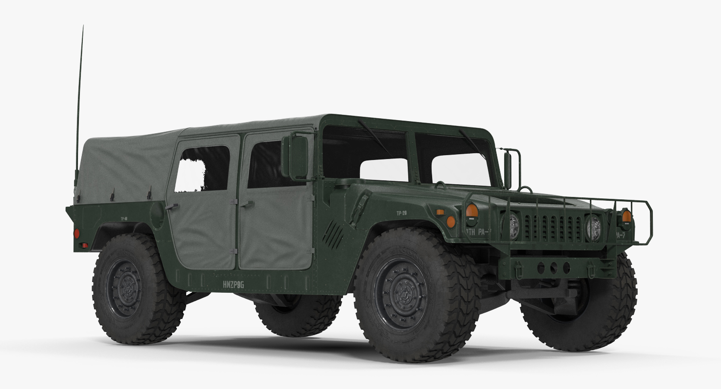 Soft Top Military Car HMMWV m1035 Green 3D model