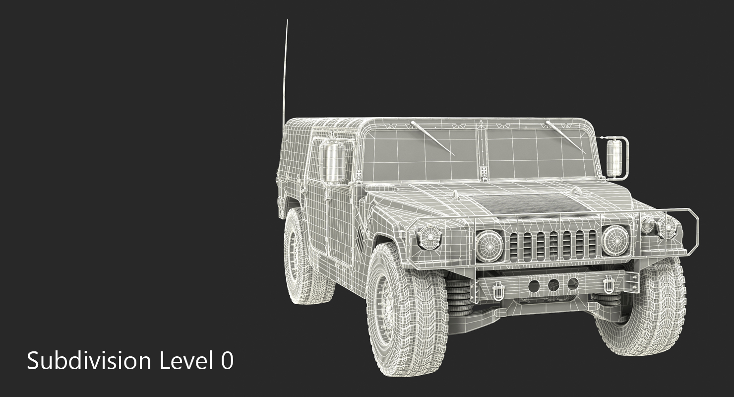 Soft Top Military Car HMMWV m1035 Green 3D model