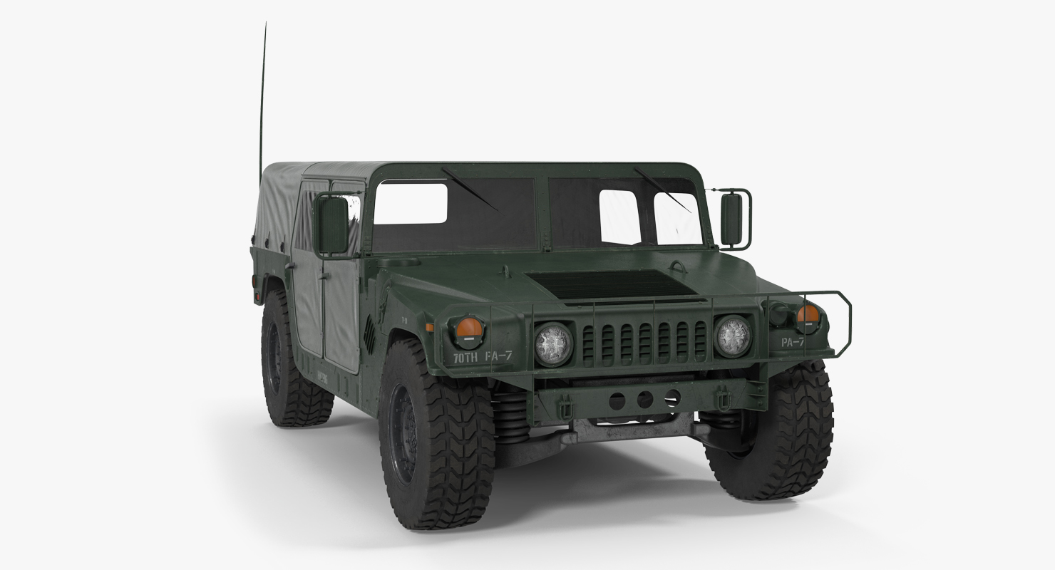 Soft Top Military Car HMMWV m1035 Green 3D model