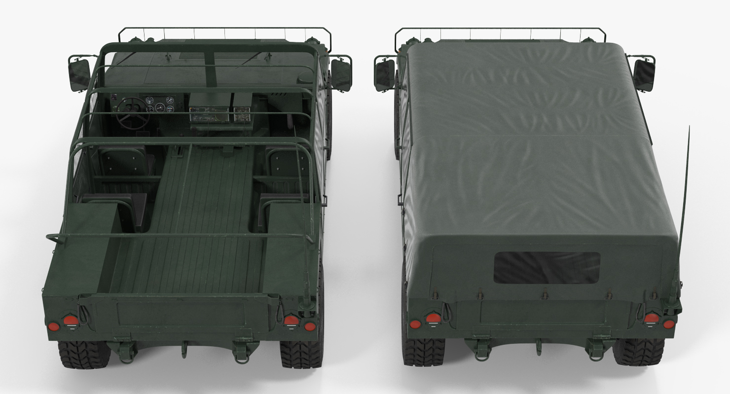 Soft Top Military Car HMMWV m1035 Green 3D model
