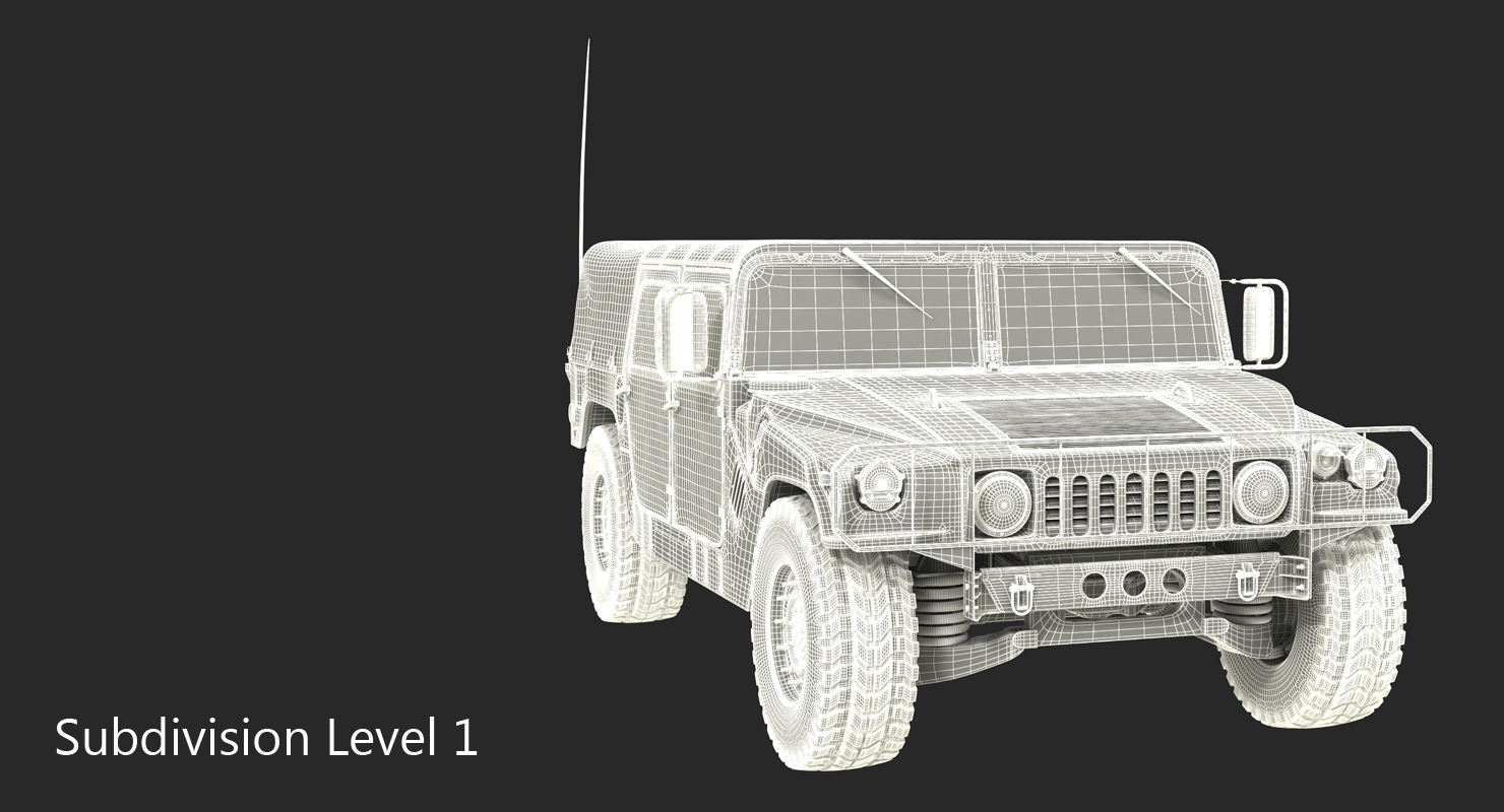 Soft Top Military Car HMMWV m1035 Green 3D model