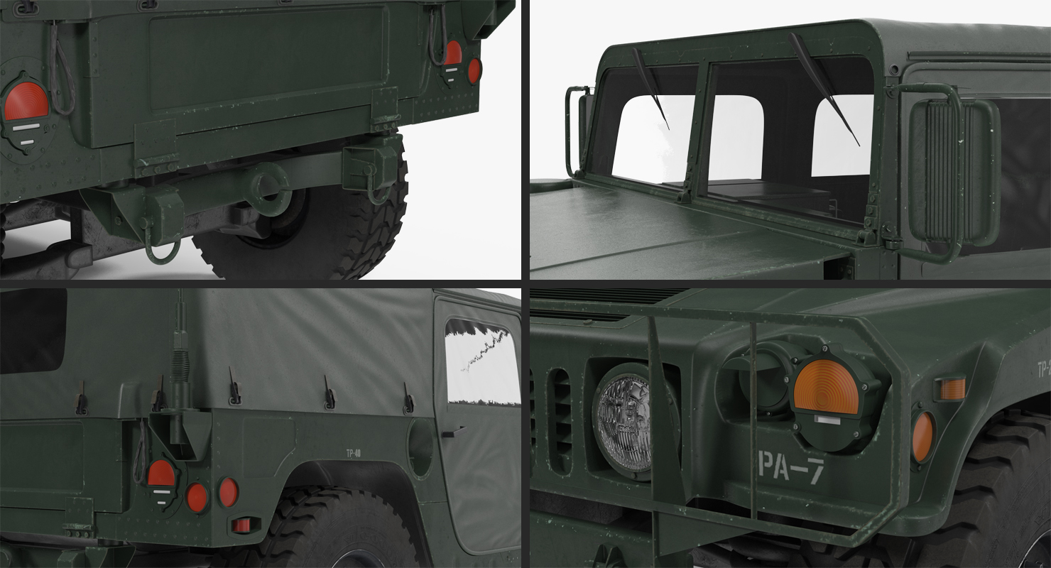 Soft Top Military Car HMMWV m1035 Green 3D model