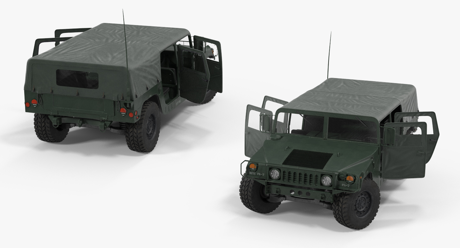 Soft Top Military Car HMMWV m1035 Green 3D model