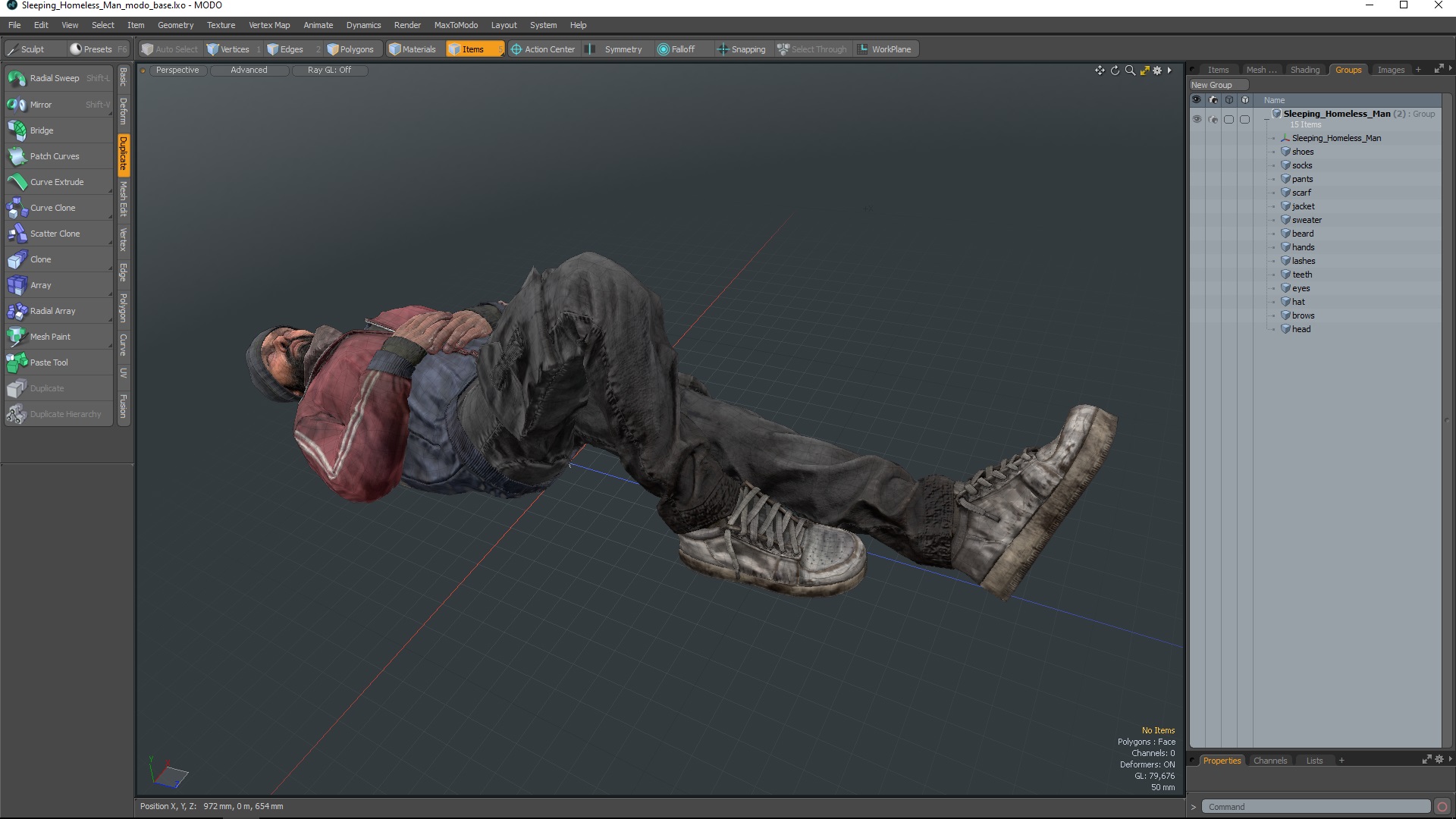 3D Sleeping Homeless Man