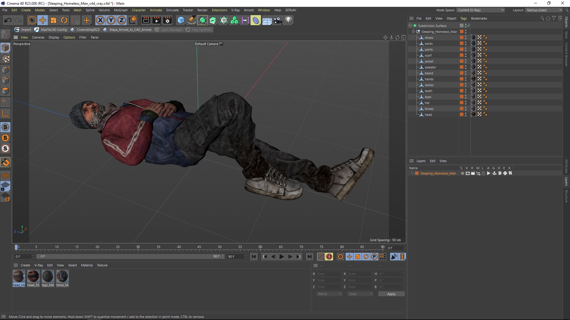 3D Sleeping Homeless Man