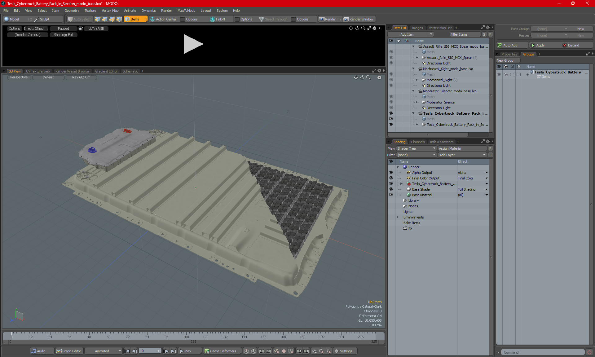 3D model Tesla Cybertruck Battery Pack in Section