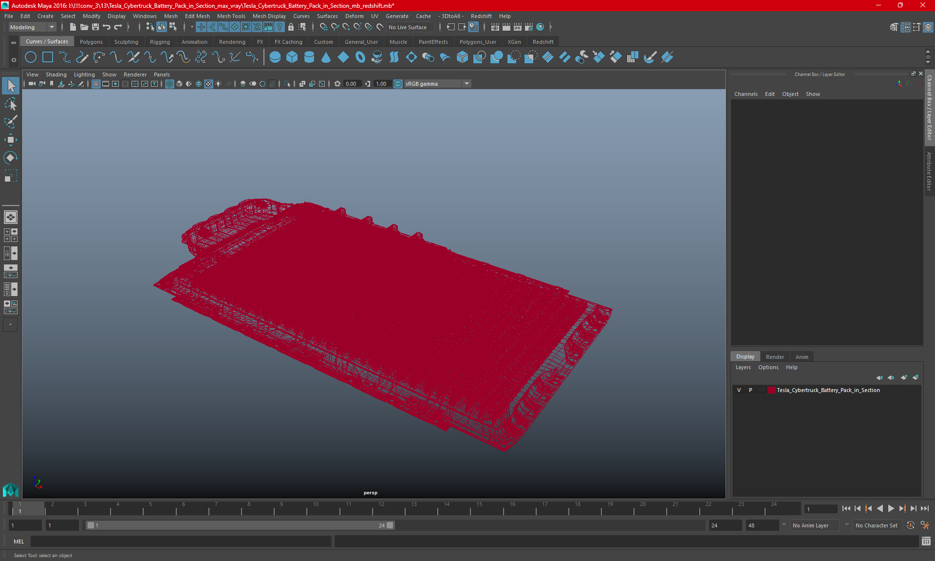 3D model Tesla Cybertruck Battery Pack in Section