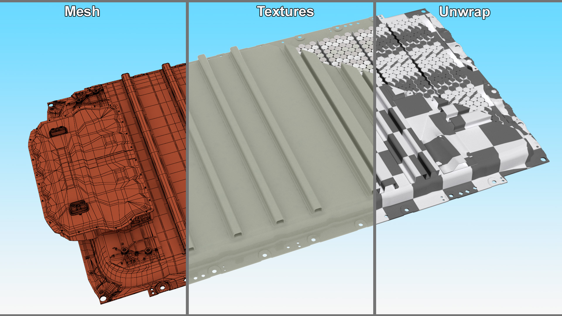 3D model Tesla Cybertruck Battery Pack in Section