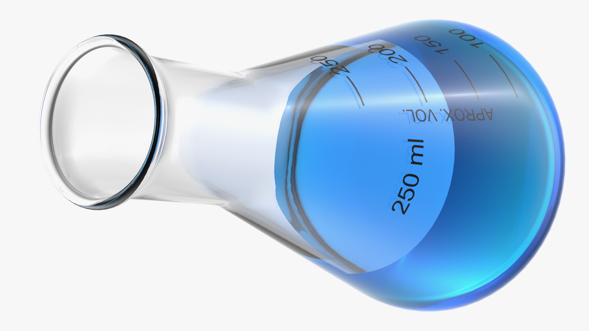 3D Narrow Mouth Erlenmeyer Flask 250 ml with Blue Liquid model