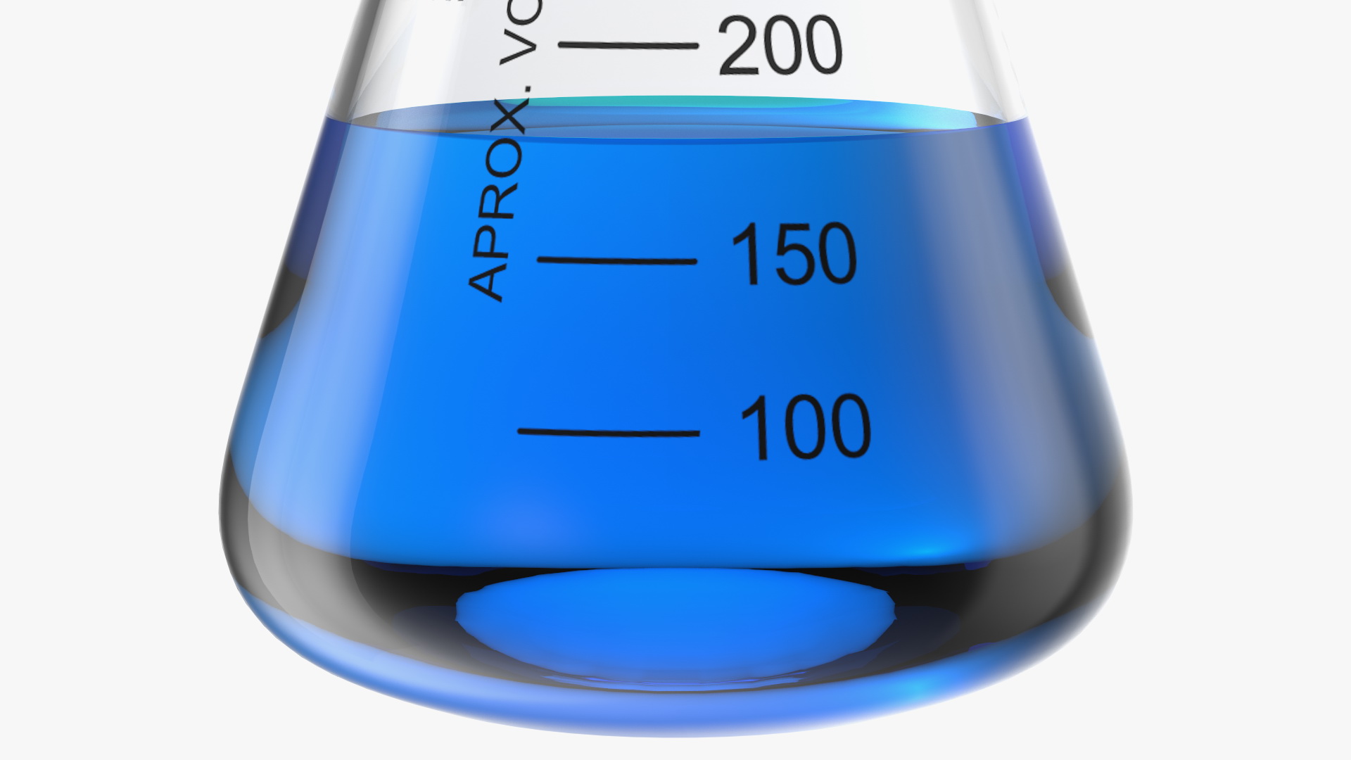 3D Narrow Mouth Erlenmeyer Flask 250 ml with Blue Liquid model