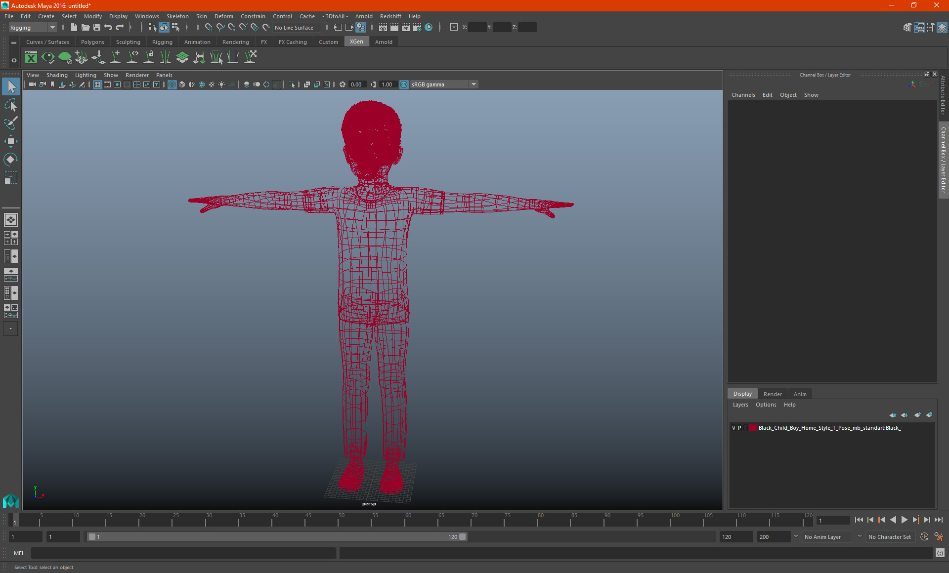 3D Black Child Boy Home Style T-Pose model