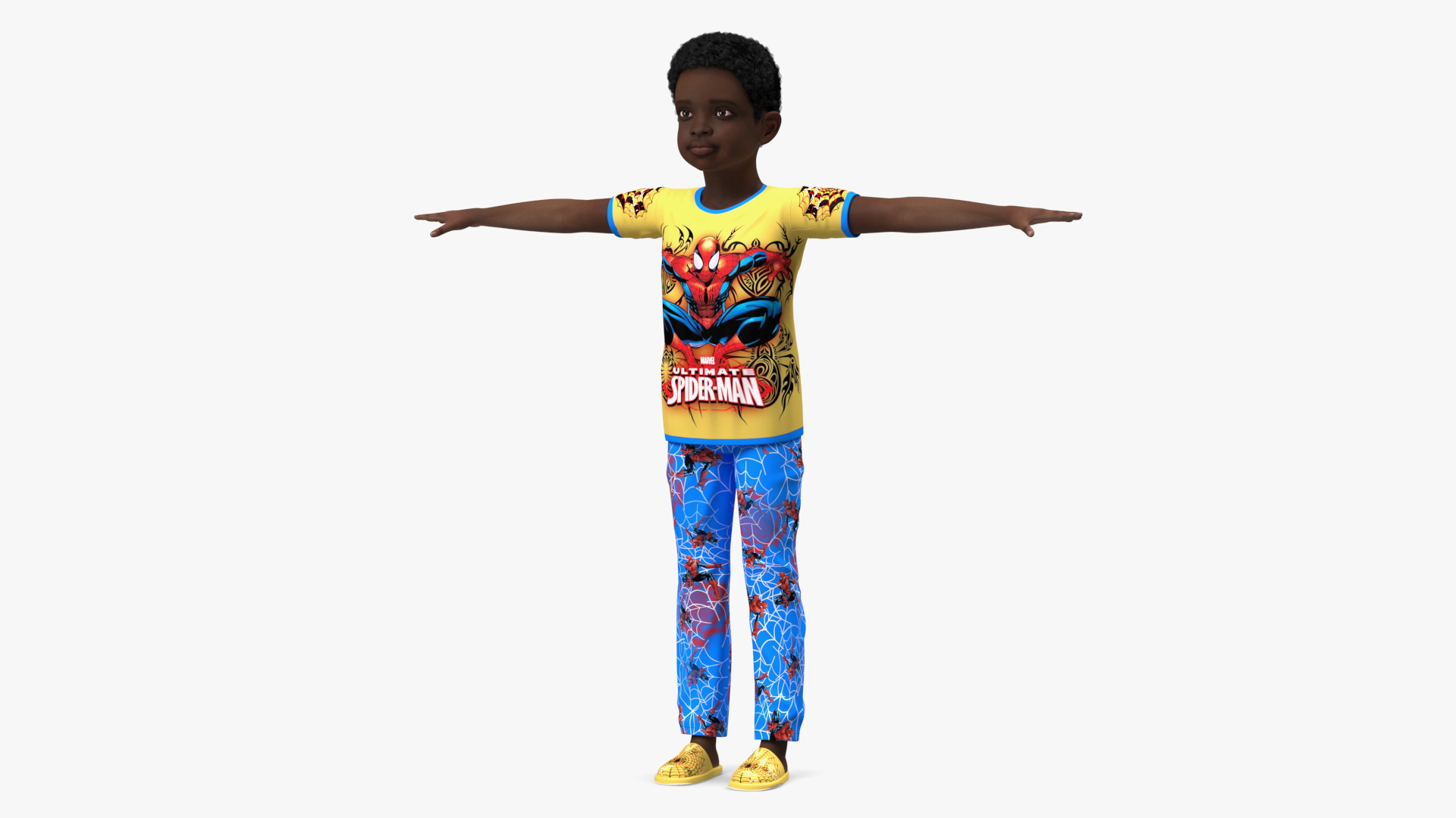 3D Black Child Boy Home Style T-Pose model