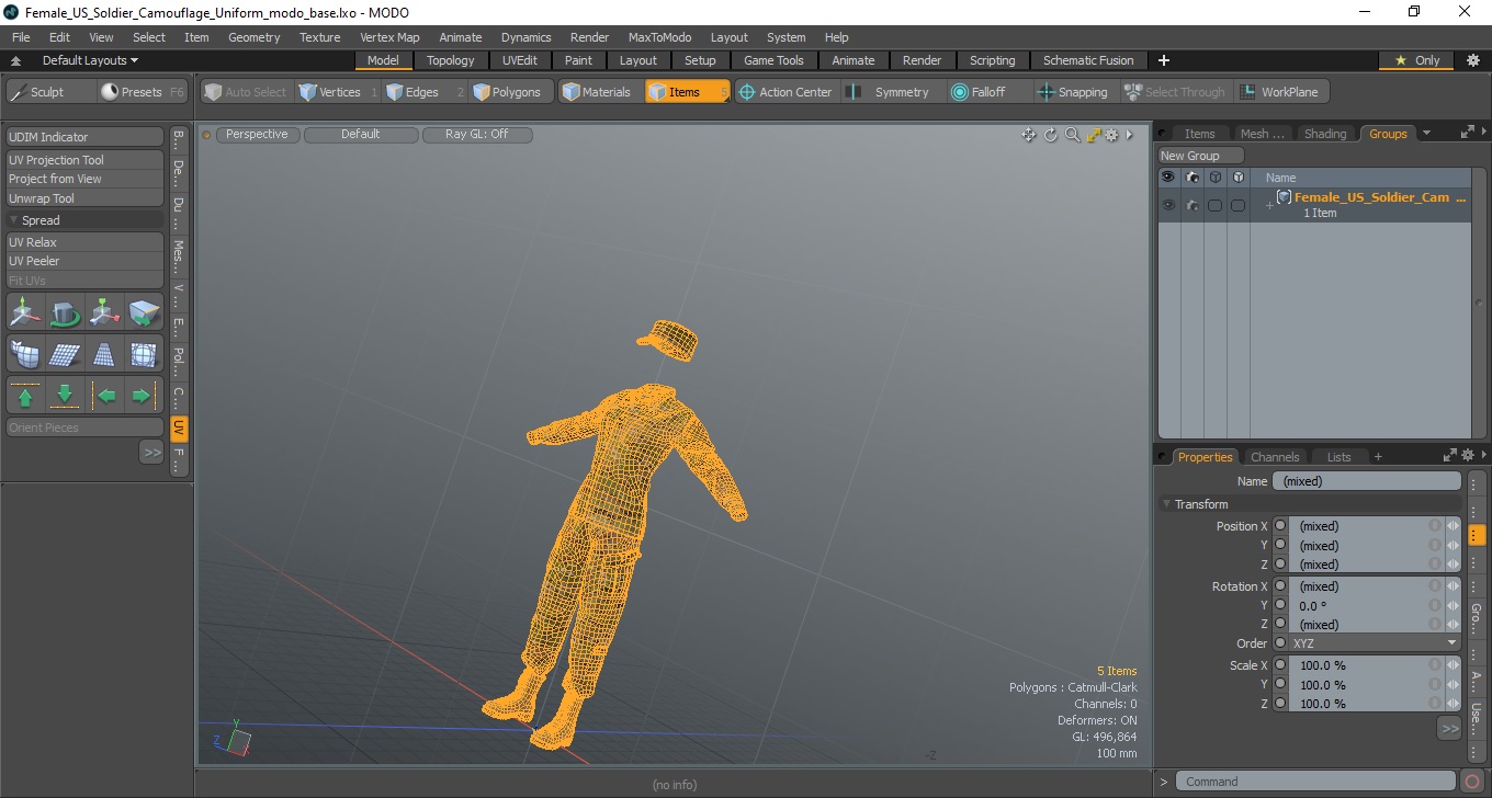 3D Female US Soldier Camouflage Uniform