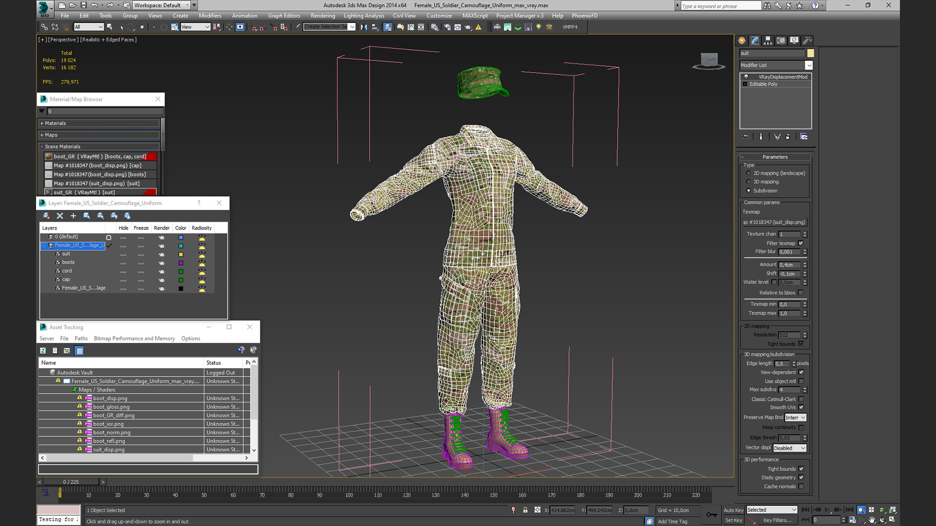 3D Female US Soldier Camouflage Uniform