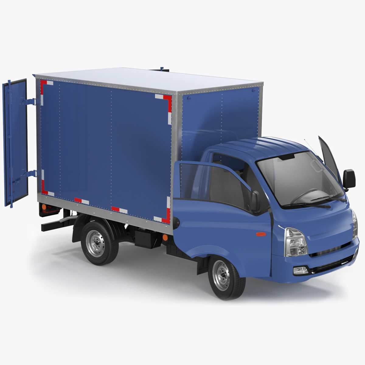 3D model Asian Mini Truck Refrigerator Blue Rigged for Maya