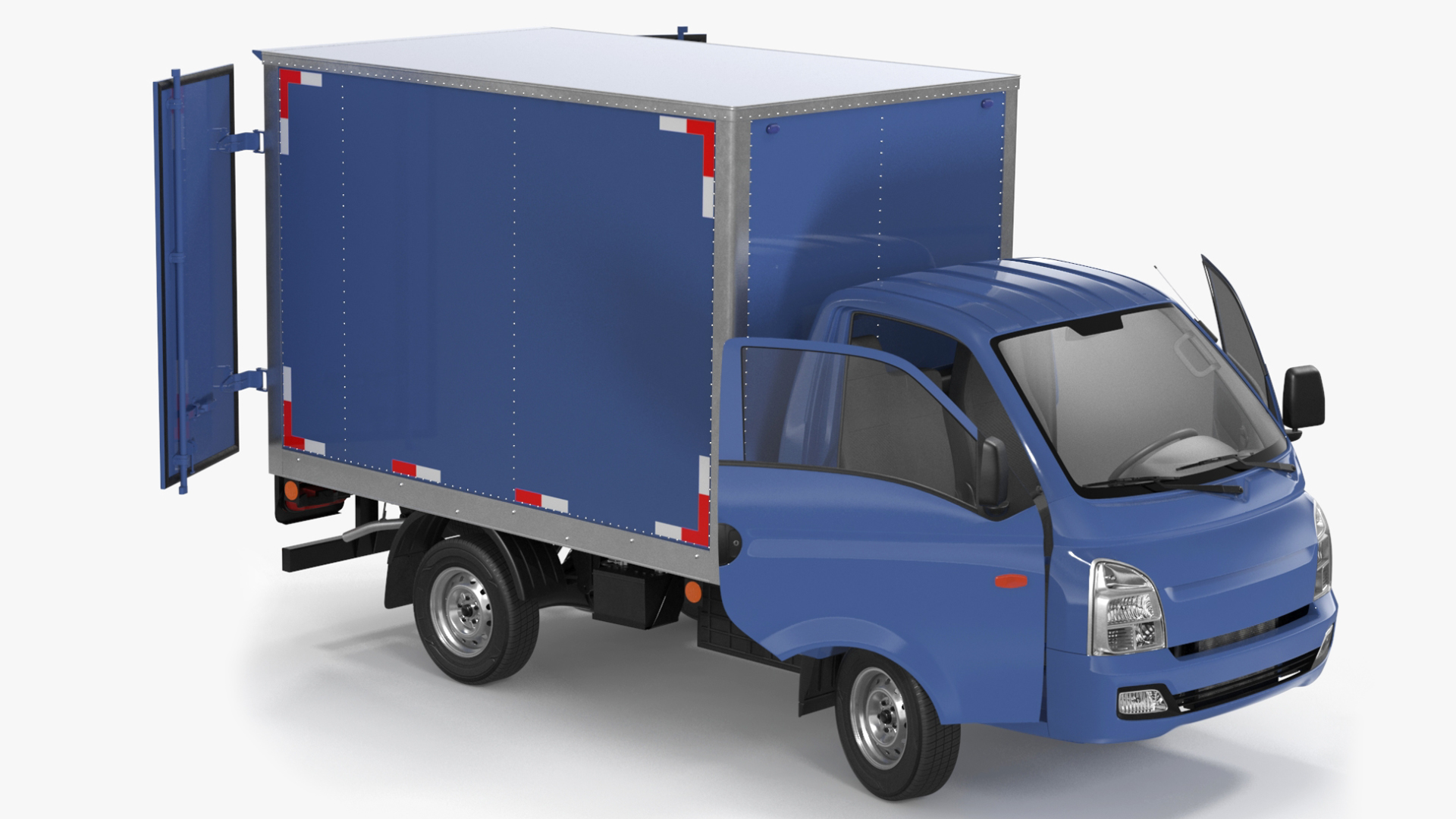 3D model Asian Mini Truck Refrigerator Blue Rigged for Maya