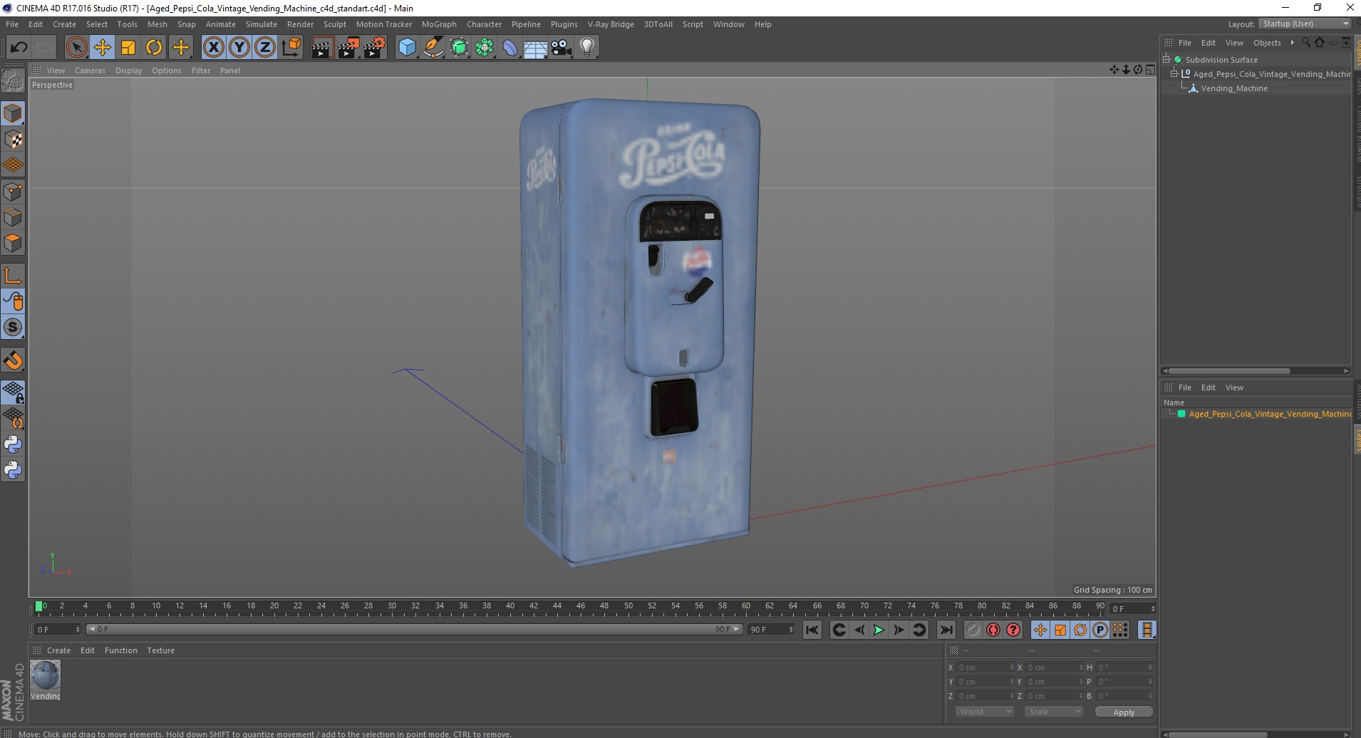Aged Pepsi Cola Vintage Vending Machine 3D model