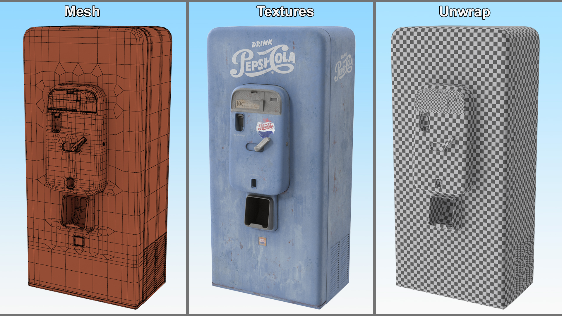 Aged Pepsi Cola Vintage Vending Machine 3D model