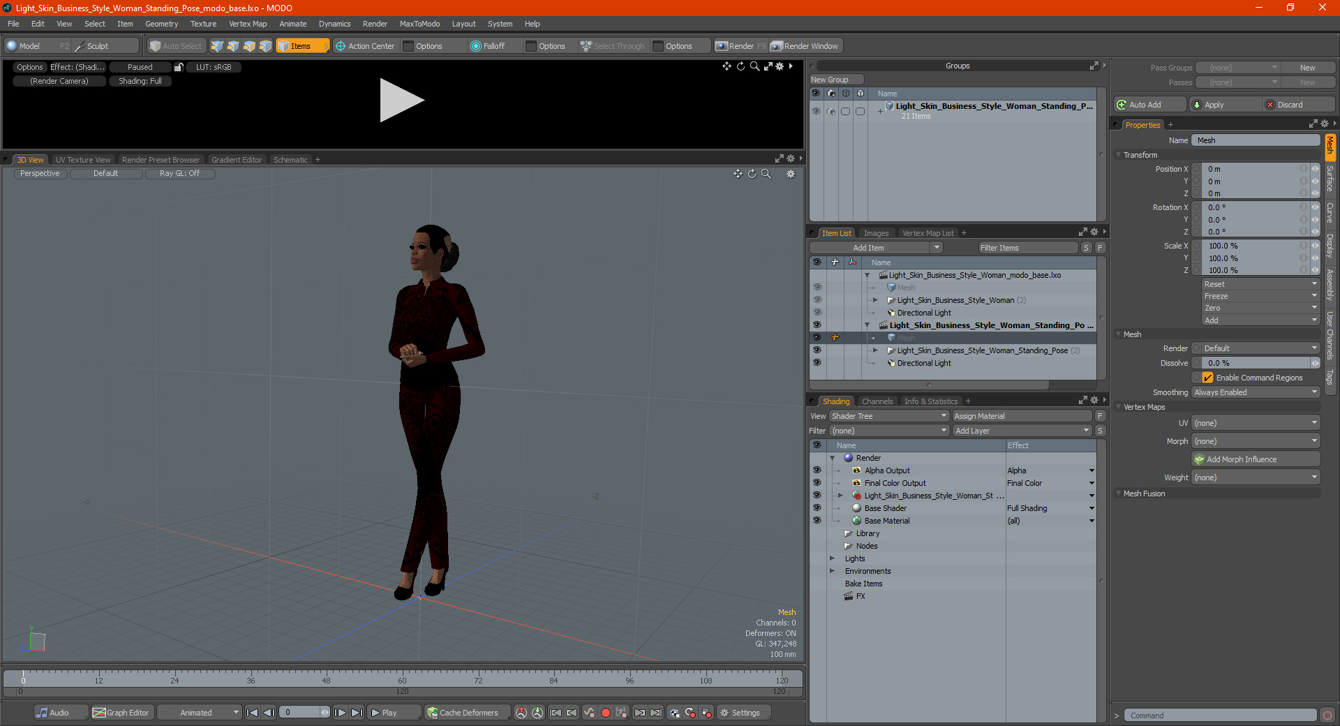 3D model Light Skin Business Style Woman Standing Pose