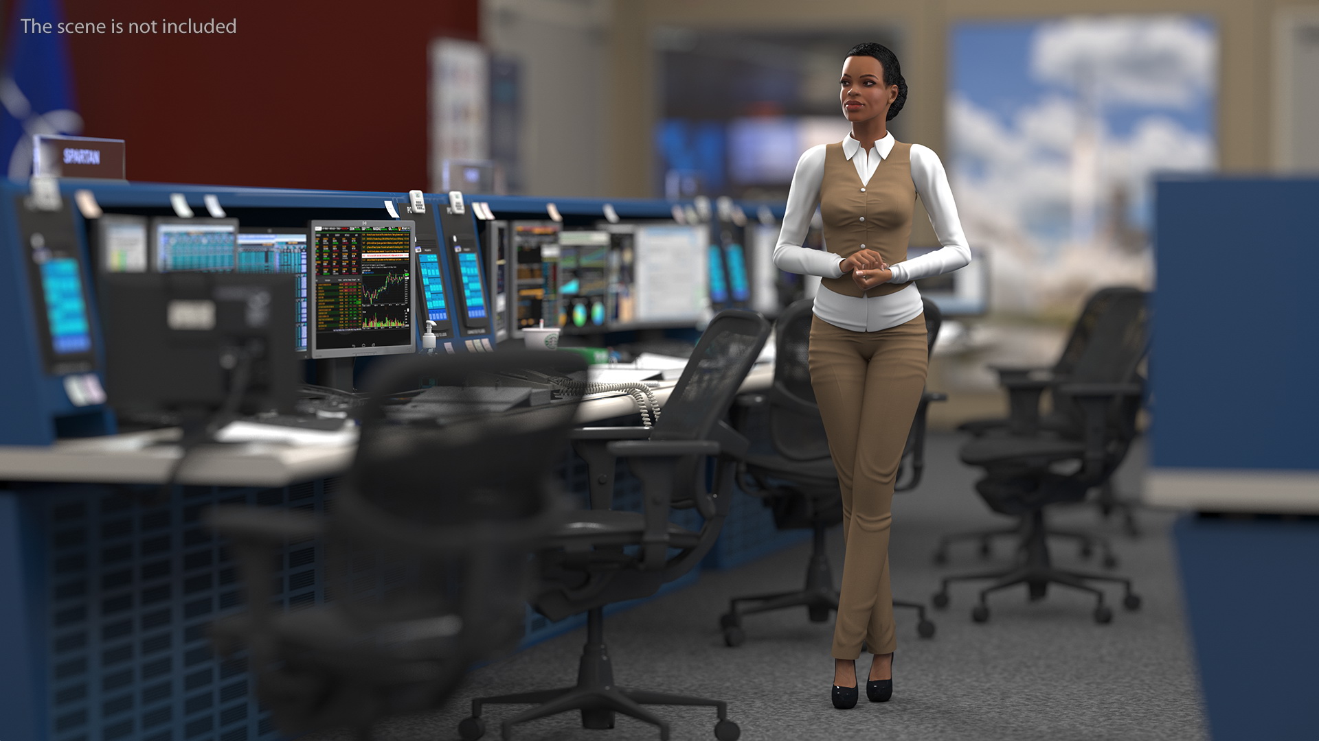 3D model Light Skin Business Style Woman Standing Pose