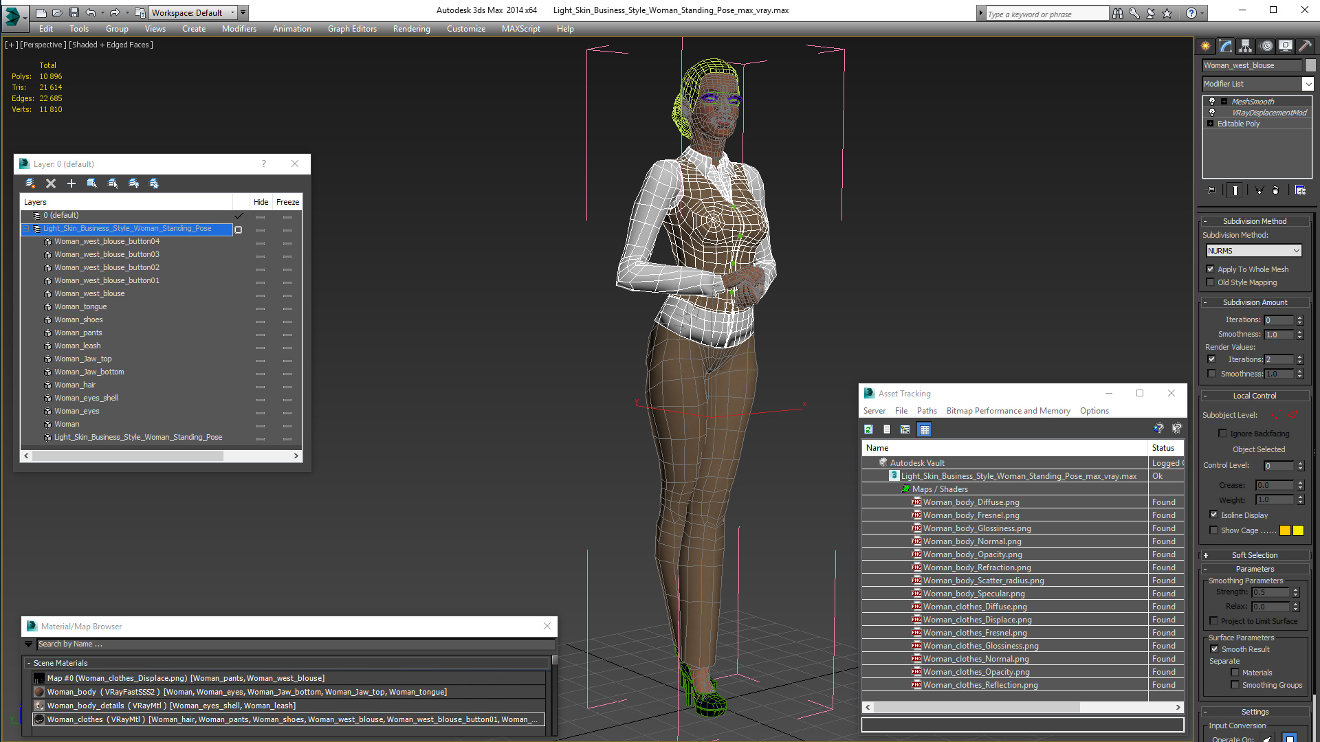 3D model Light Skin Business Style Woman Standing Pose