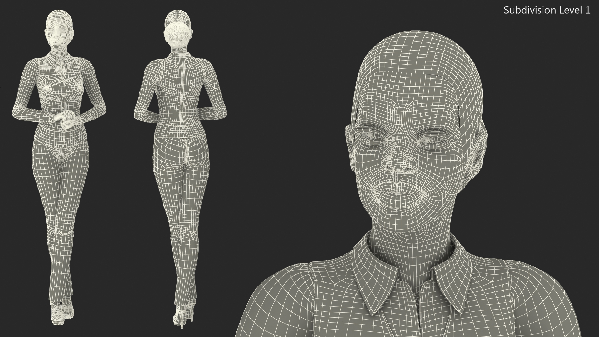 3D model Light Skin Business Style Woman Standing Pose