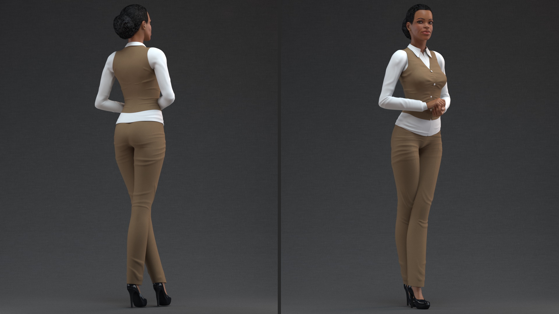 3D model Light Skin Business Style Woman Standing Pose