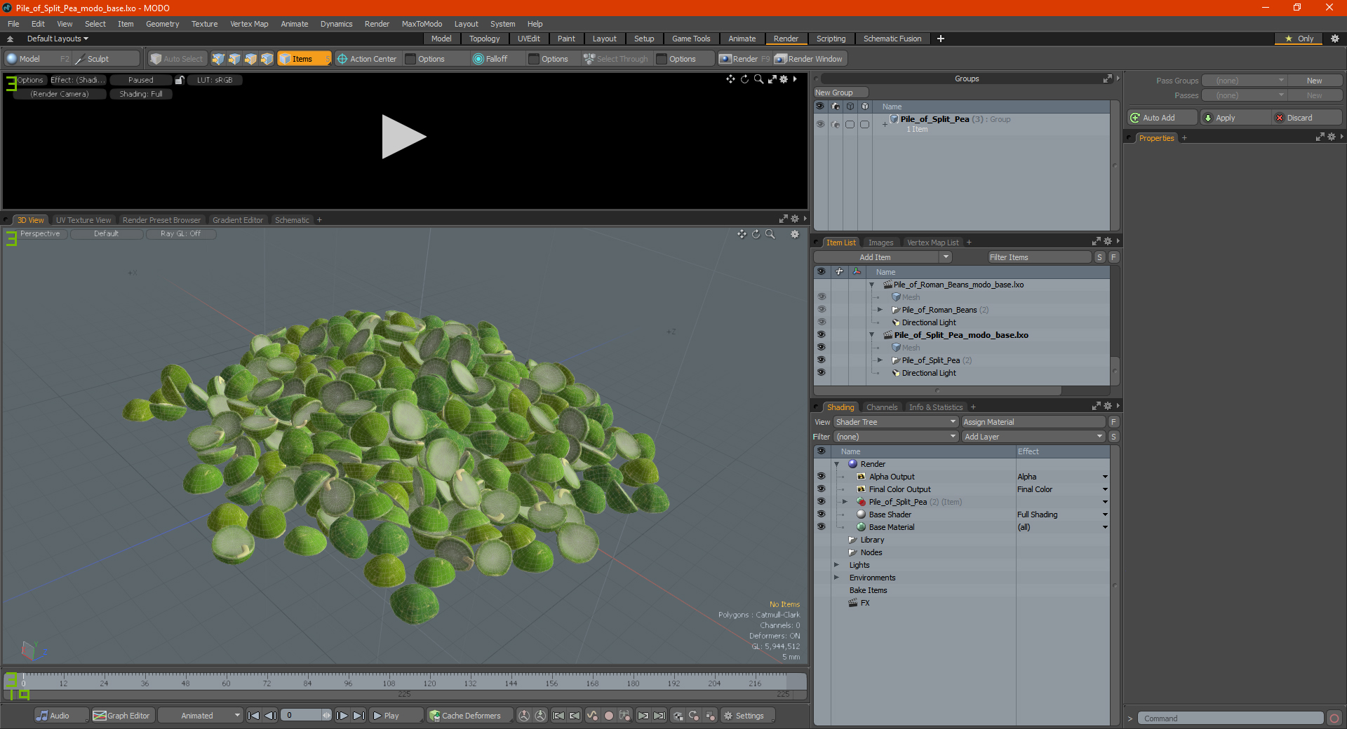 Pile of Split Pea 3D