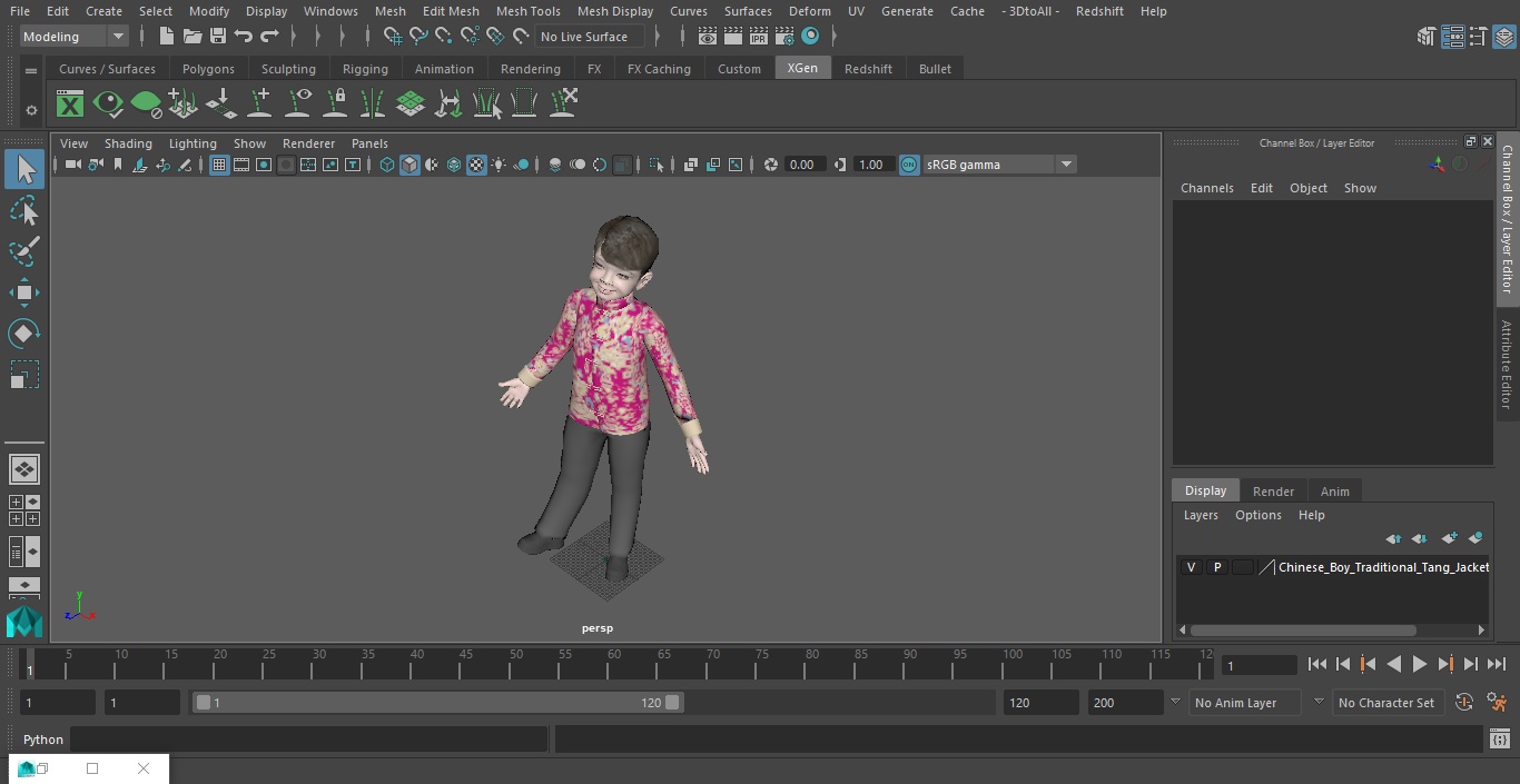 3D model Chinese Boy Traditional Tang Jacket
