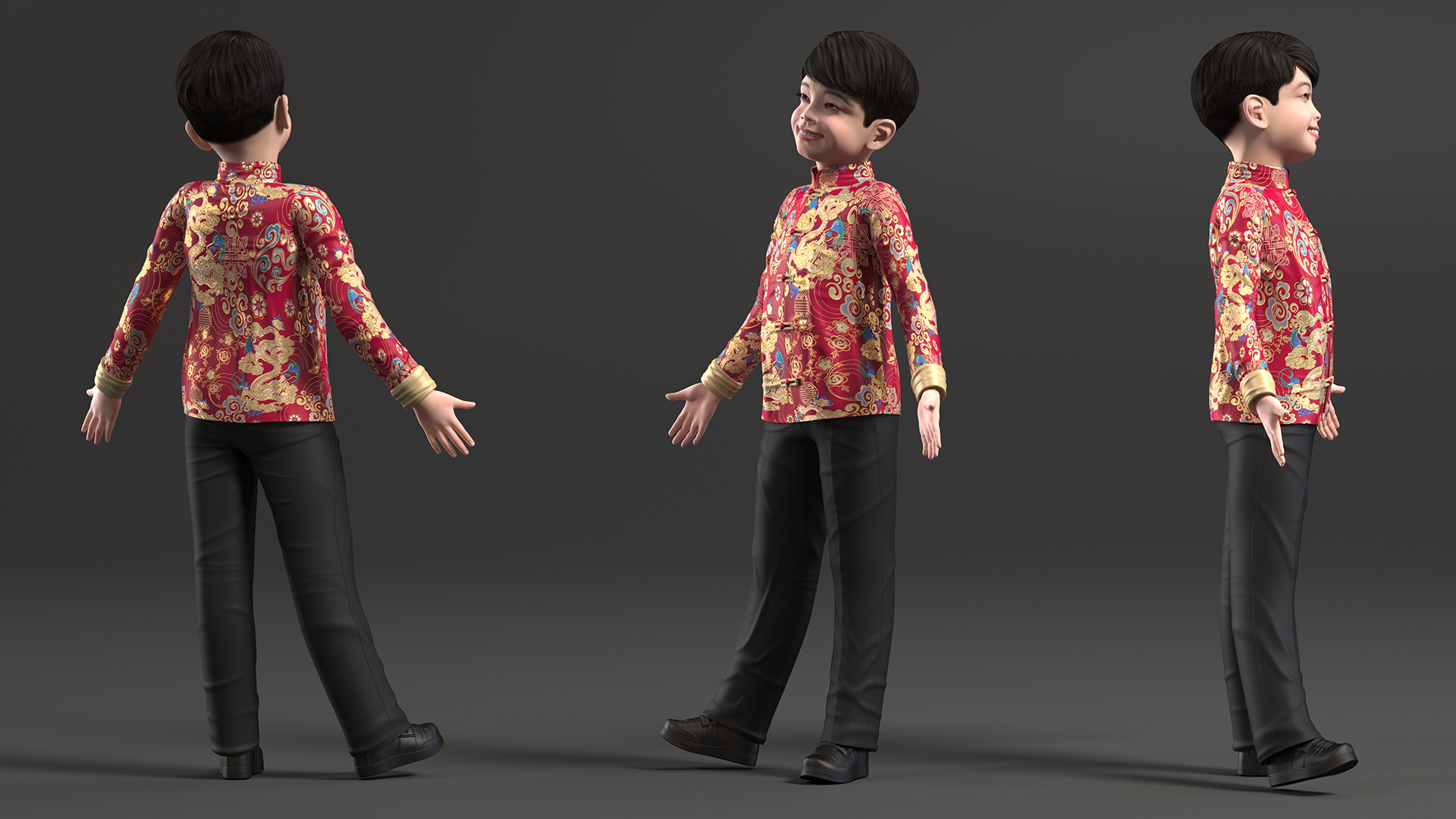 3D model Chinese Boy Traditional Tang Jacket