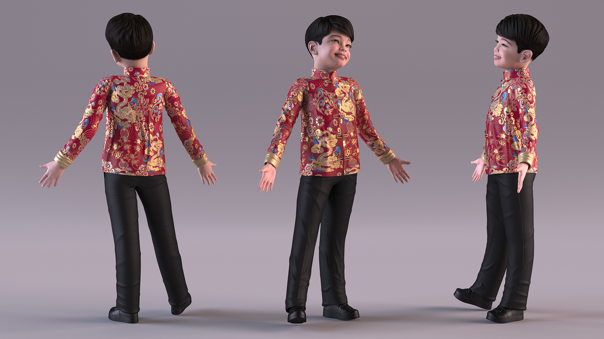 3D model Chinese Boy Traditional Tang Jacket