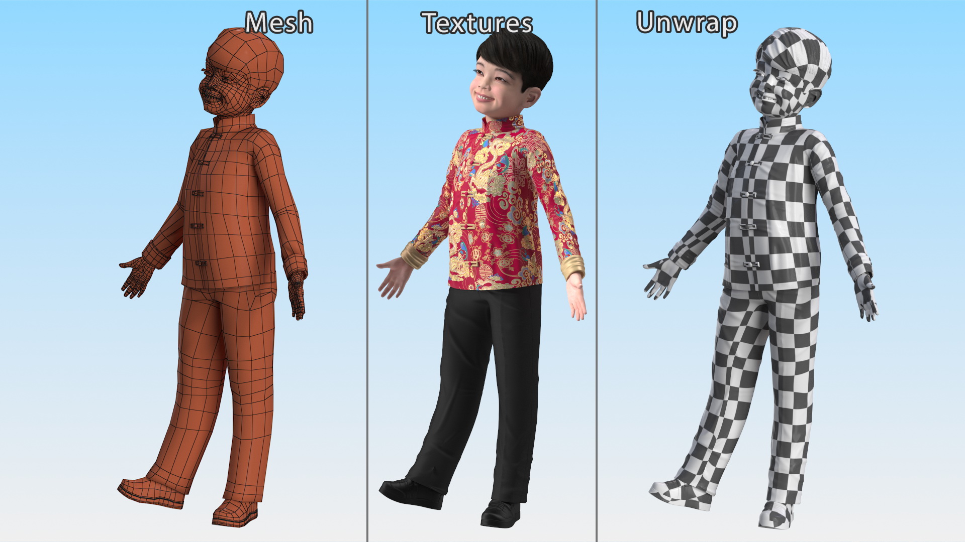 3D model Chinese Boy Traditional Tang Jacket