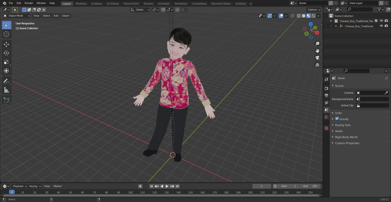 3D model Chinese Boy Traditional Tang Jacket