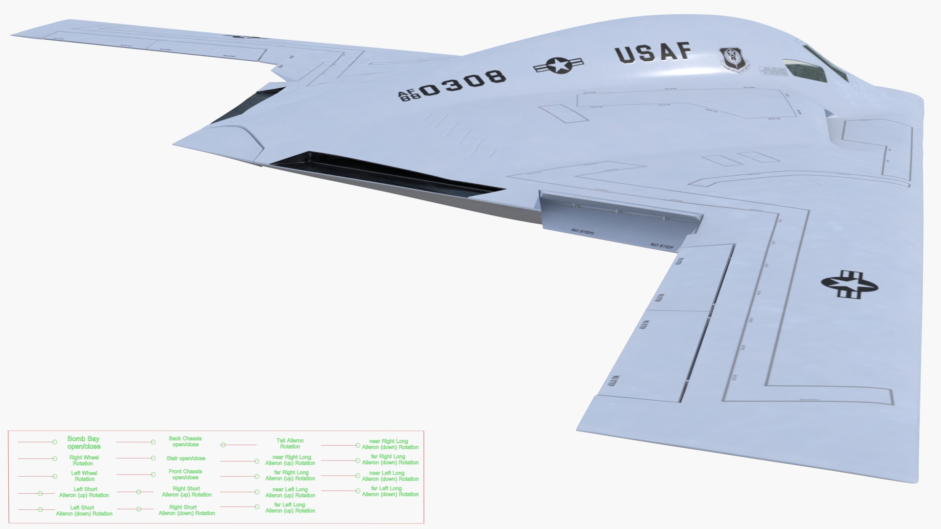 B-21 Raider Long-Range Aircraft Rigged for Maya 3D