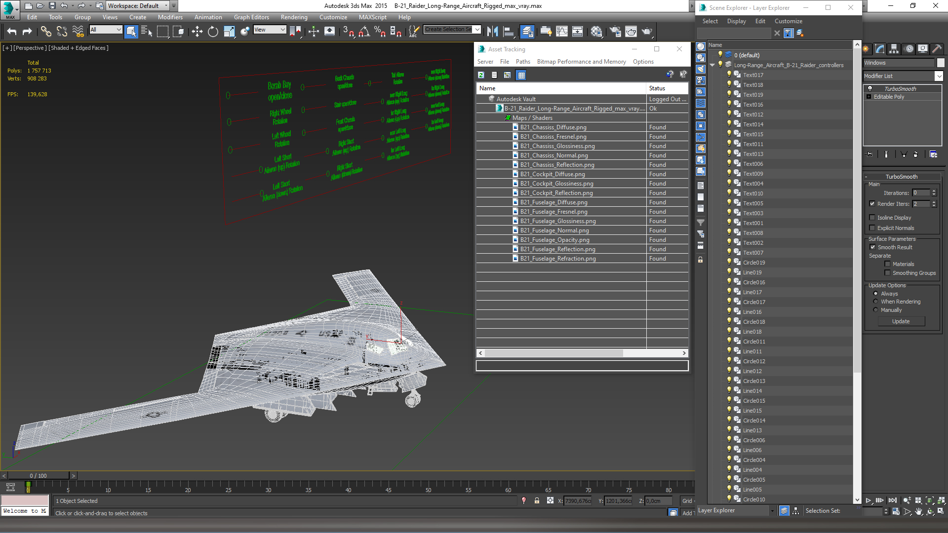 B-21 Raider Long-Range Aircraft Rigged for Maya 3D