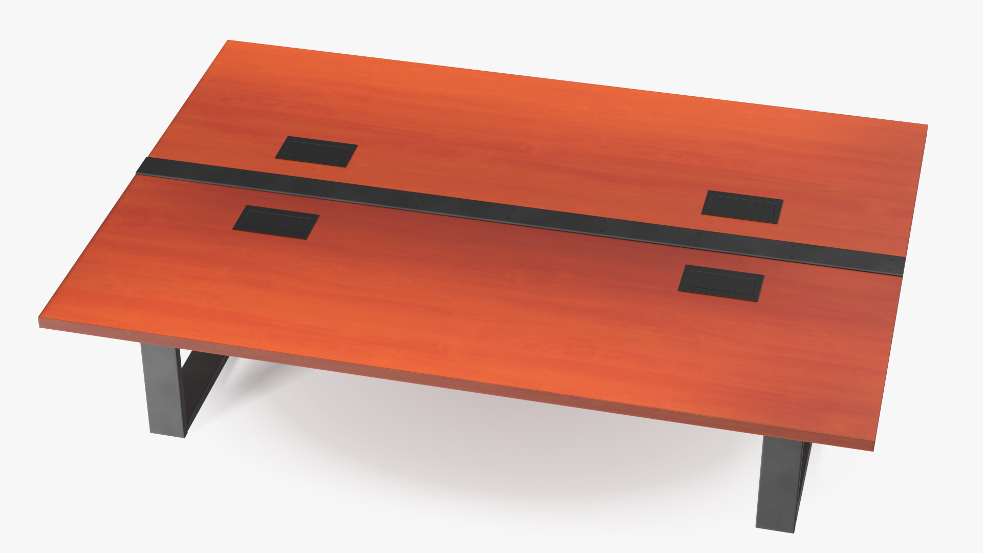 Modular Conference Table with Data Ports Mahogany 3D model