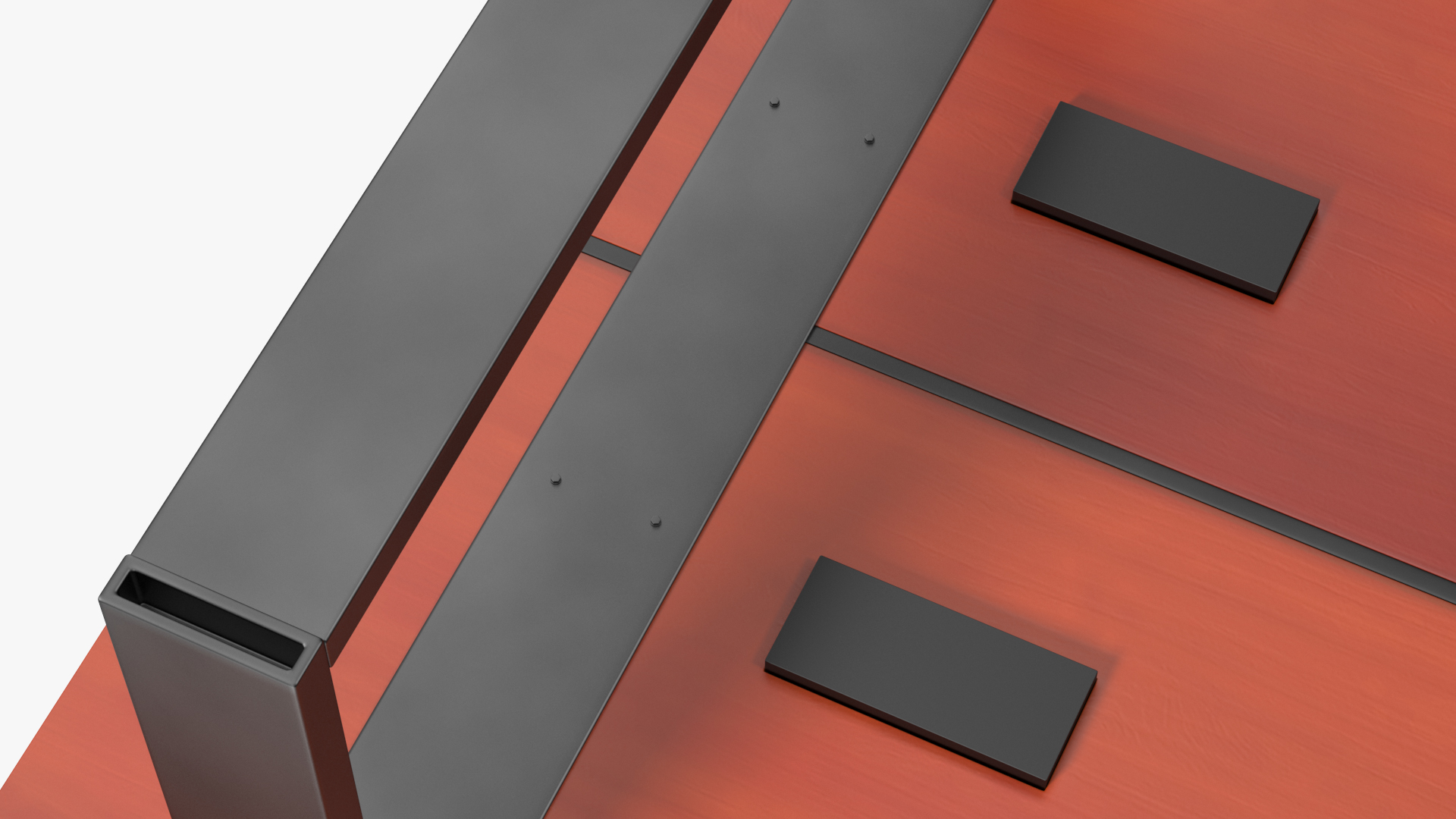 Modular Conference Table with Data Ports Mahogany 3D model