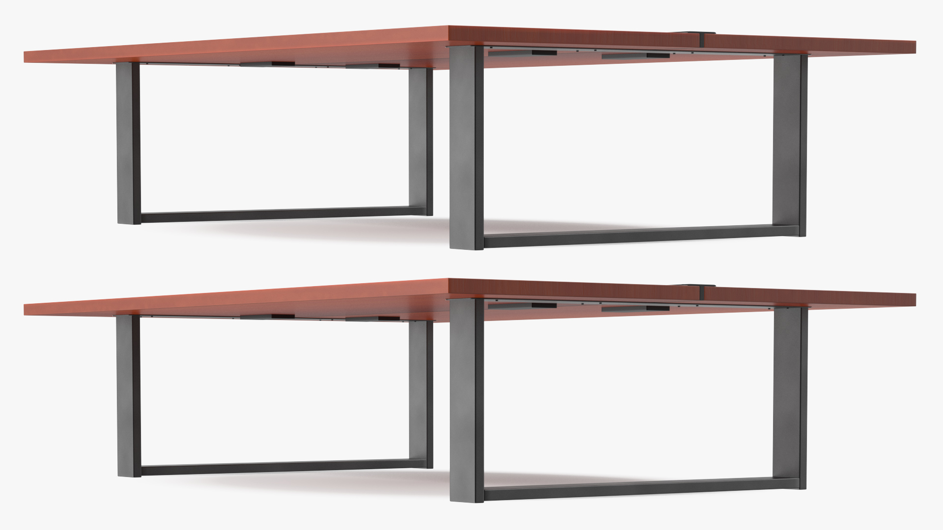 Modular Conference Table with Data Ports Mahogany 3D model