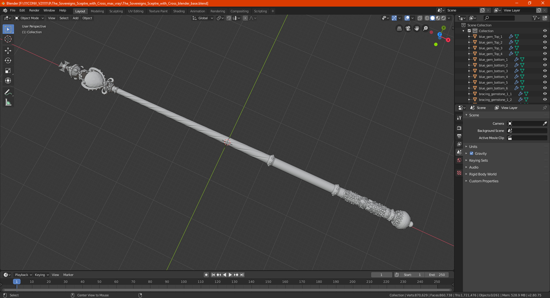 3D The Sovereigns Sceptre with Cross model