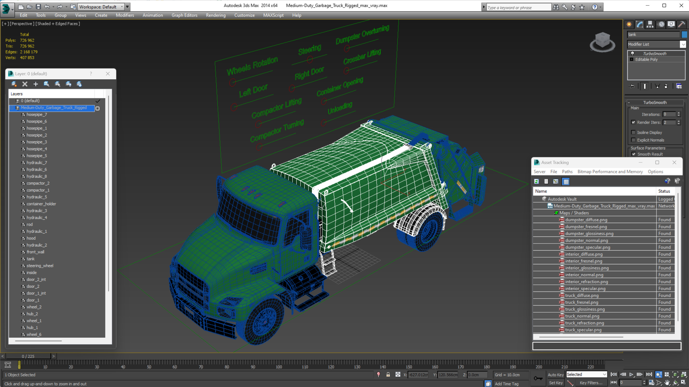 3D Medium-Duty Garbage Truck Rigged for Cinema 4D