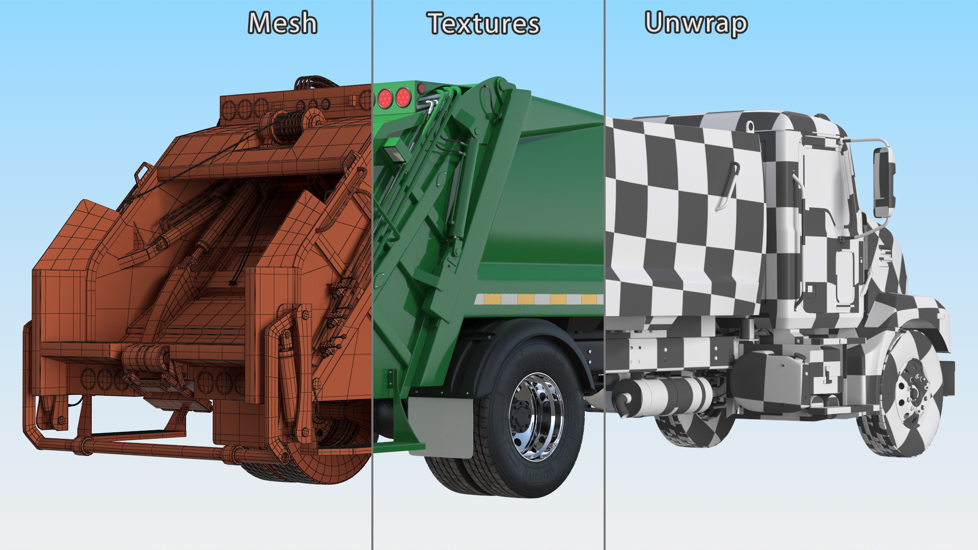 3D Medium-Duty Garbage Truck Rigged for Cinema 4D
