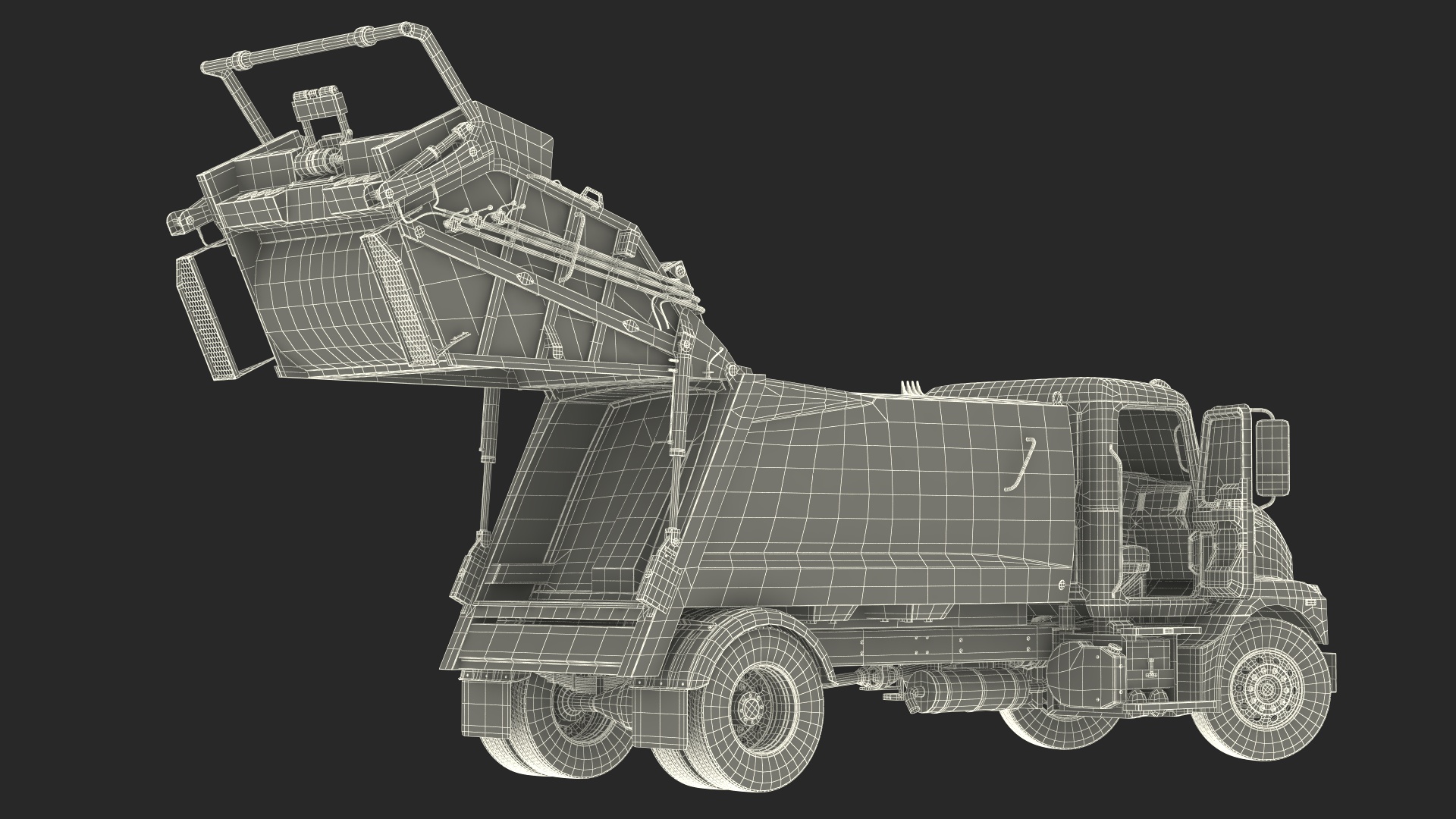 3D Medium-Duty Garbage Truck Rigged for Cinema 4D