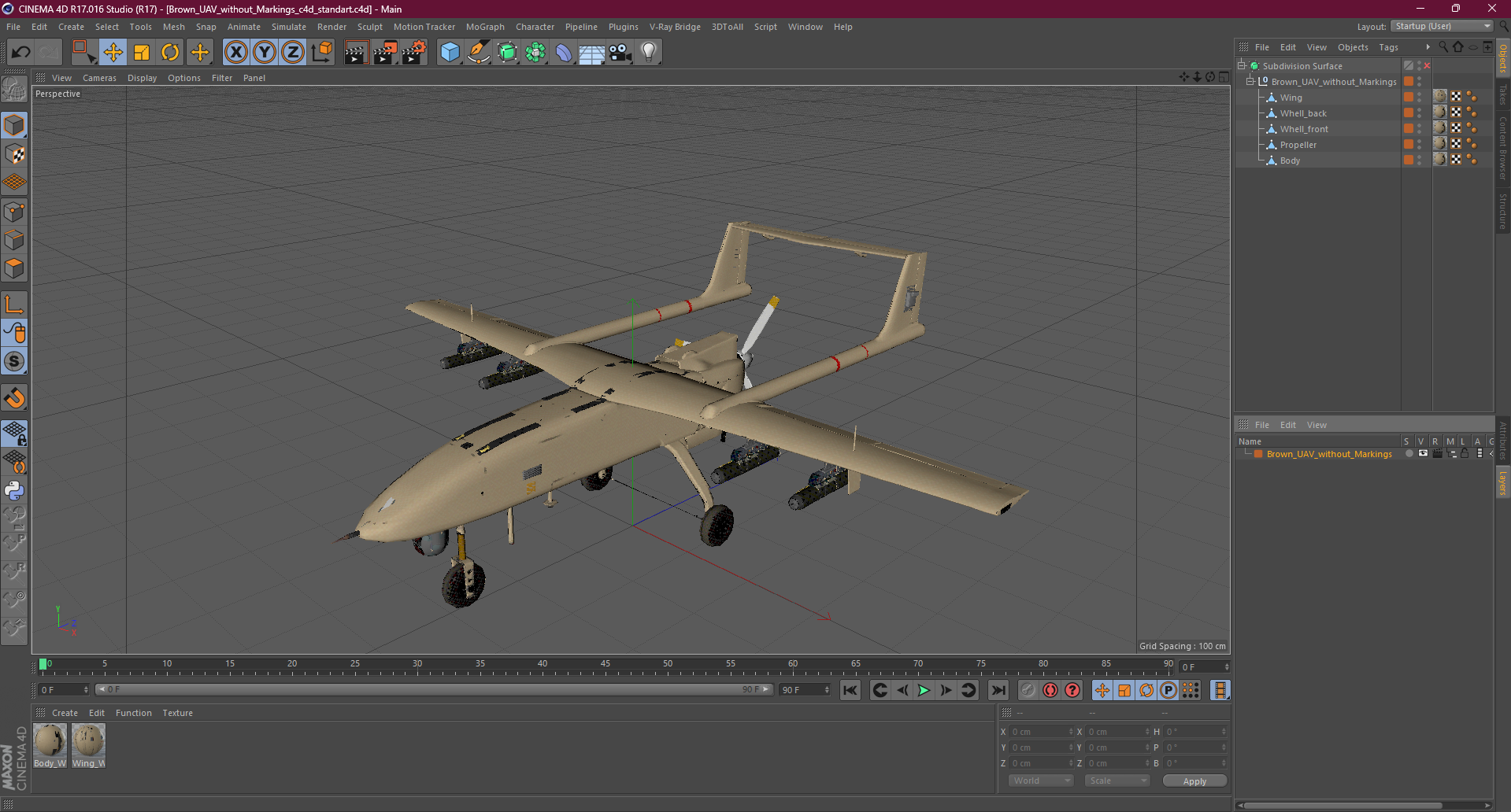 3D Brown UAV without Markings