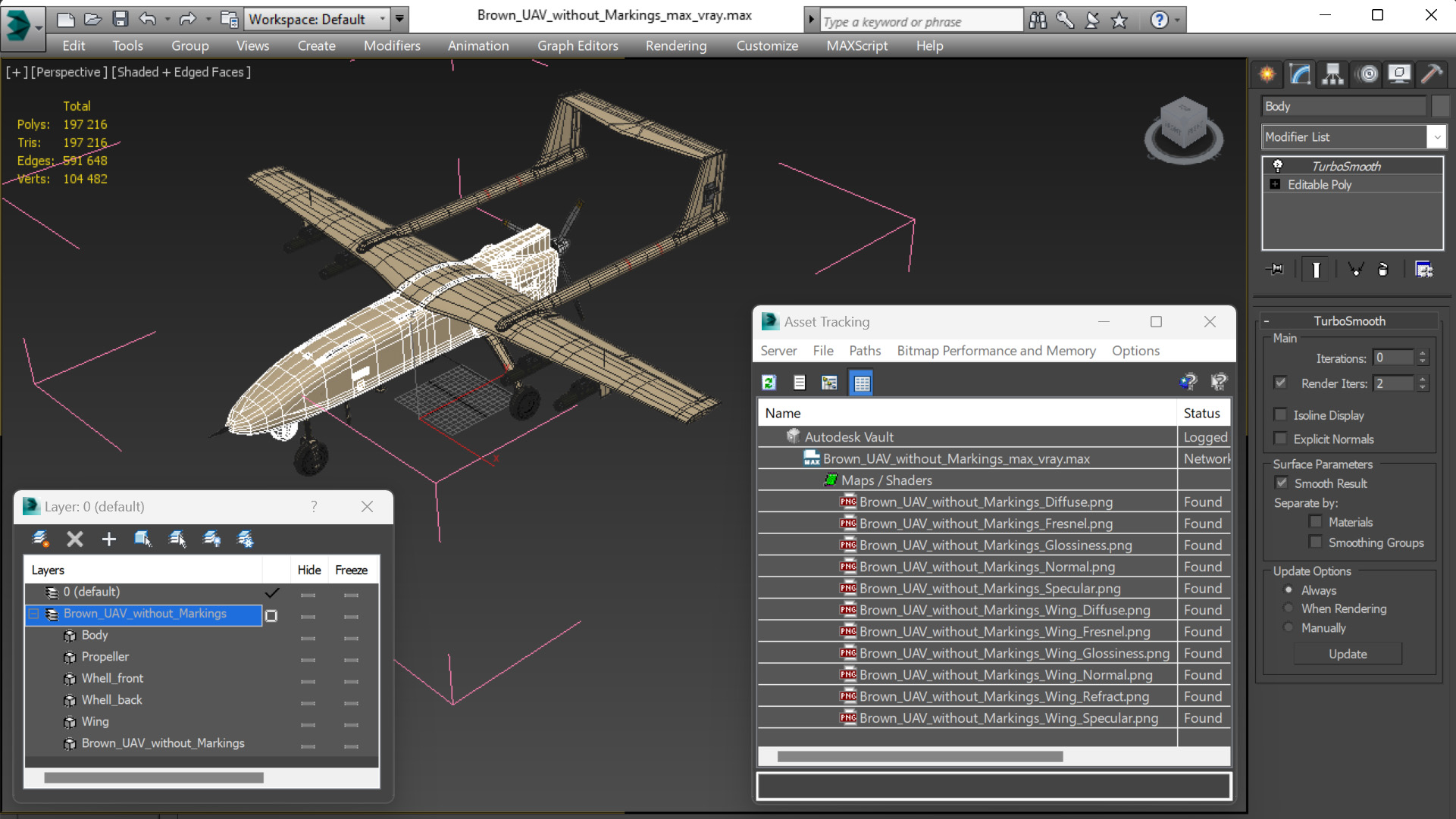 3D Brown UAV without Markings