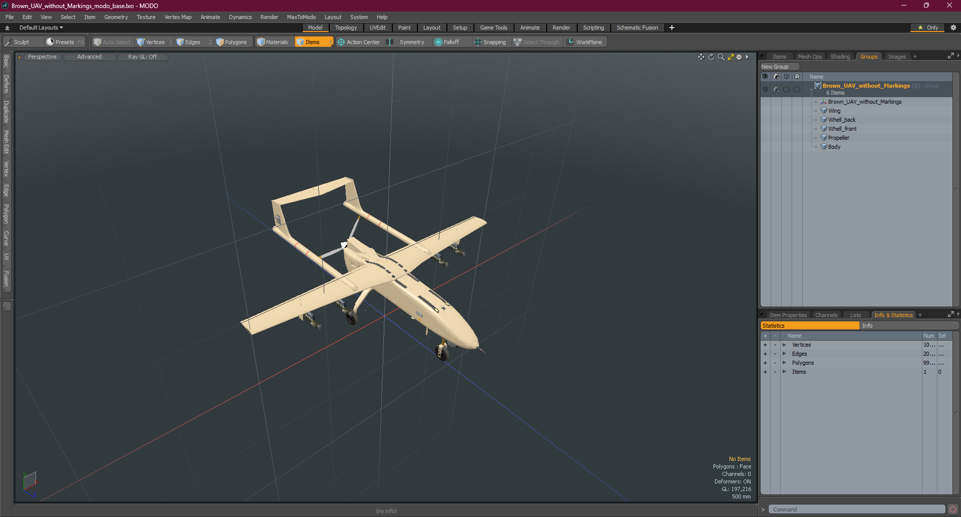 3D Brown UAV without Markings