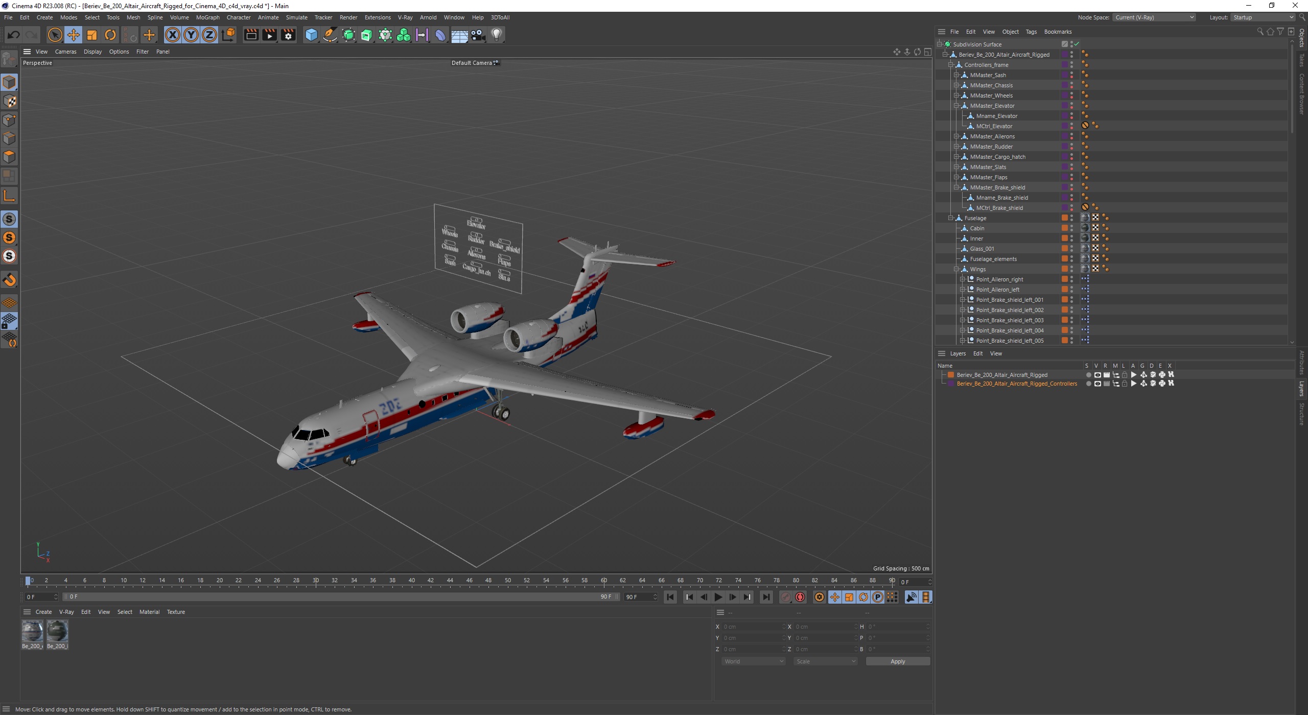 3D model Beriev Be 200 Altair Aircraft Rigged for Cinema 4D
