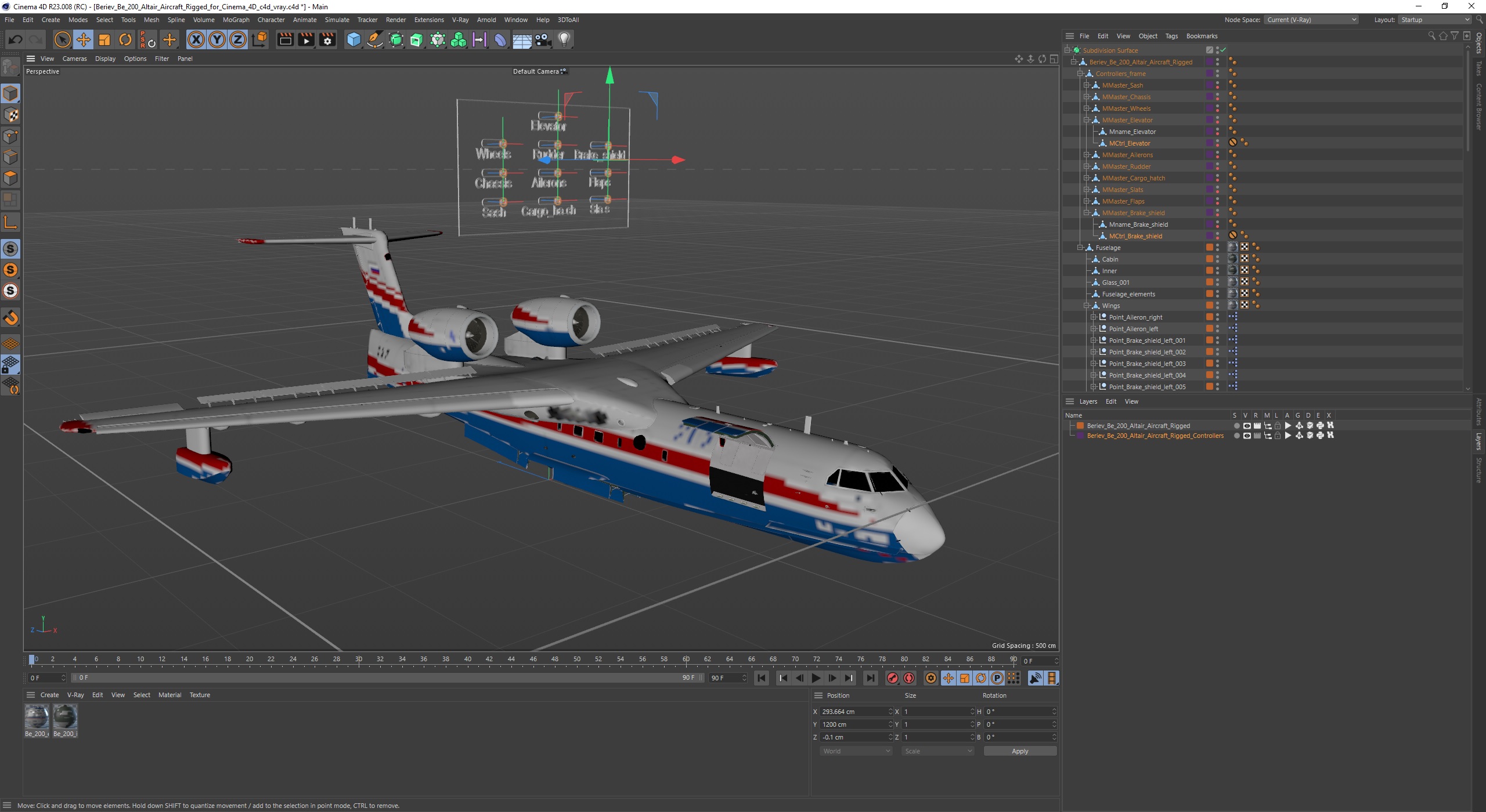 3D model Beriev Be 200 Altair Aircraft Rigged for Cinema 4D