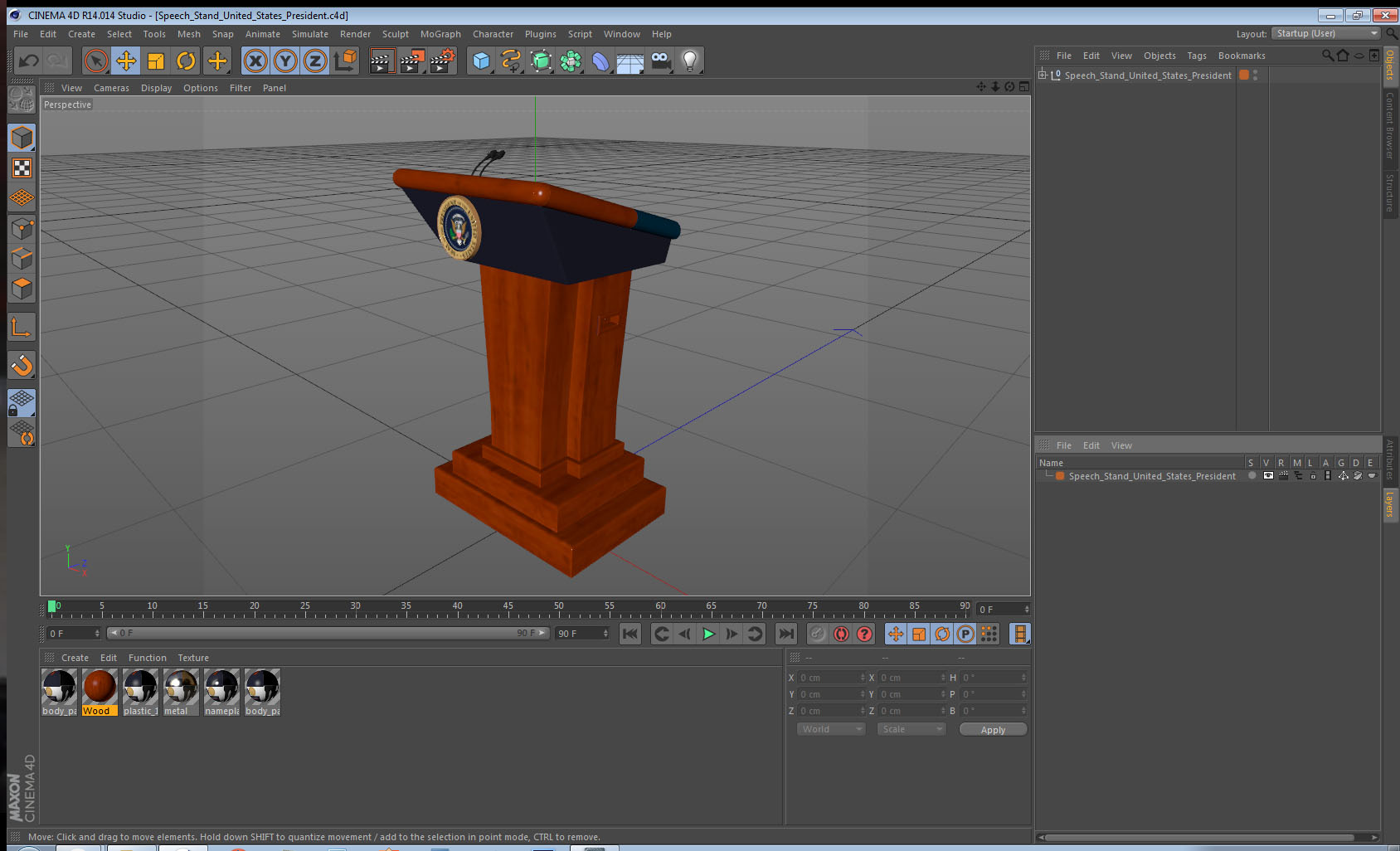 3D Speech Stand United States President
